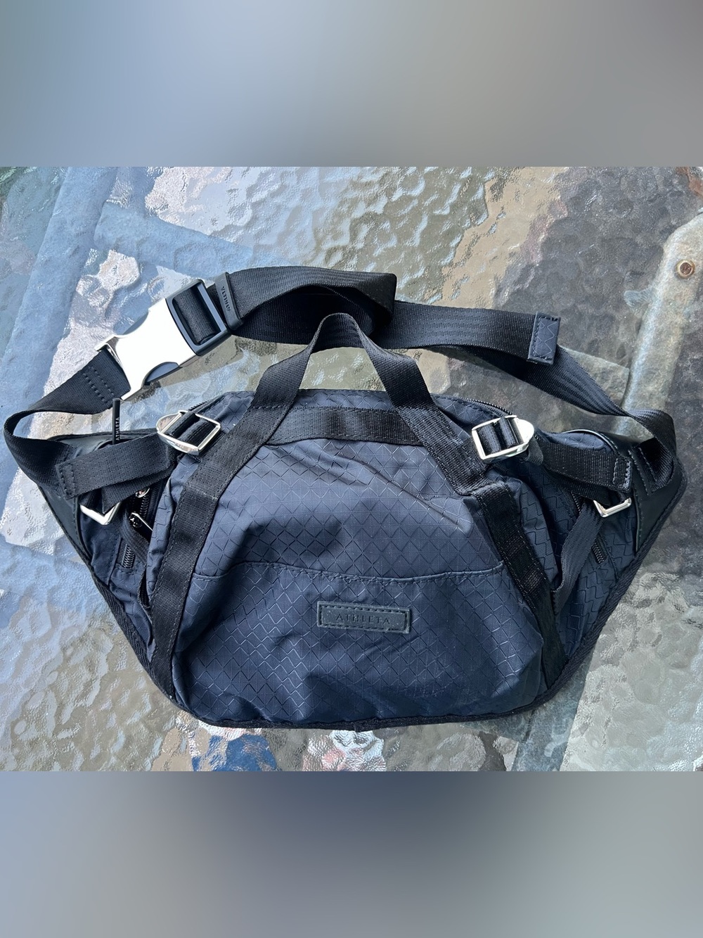 Athleta Excursion Large Belt Bag Black Nylon Crossbody Fanny Pack - Picture 5 of 12